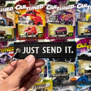 Black Keychain with 'Just Send It' Text